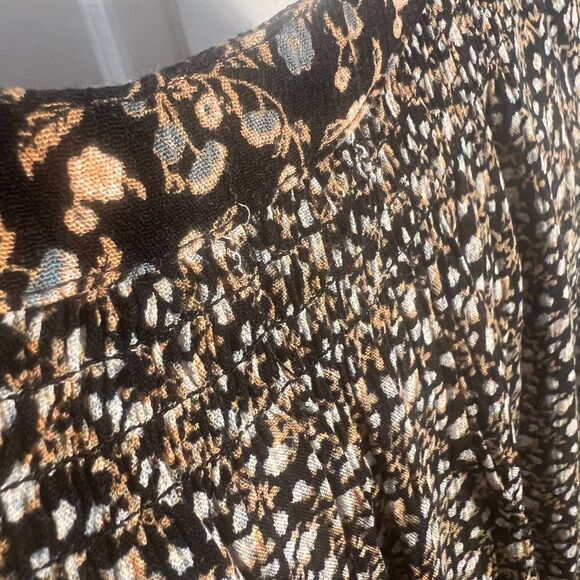 Mason & Belle Cathia Black Ditzy Floral Peasant Blouse Tassel Neck Ties Small - Picture 7 of 8